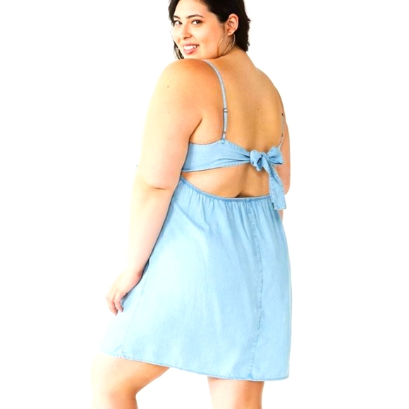 ❤️NWT SO SUNDRESS - MINI DRESS - BABYDOLL BOW TIE OPEN BACK FLORAL PLUS SIZE - Picture 6 of 10